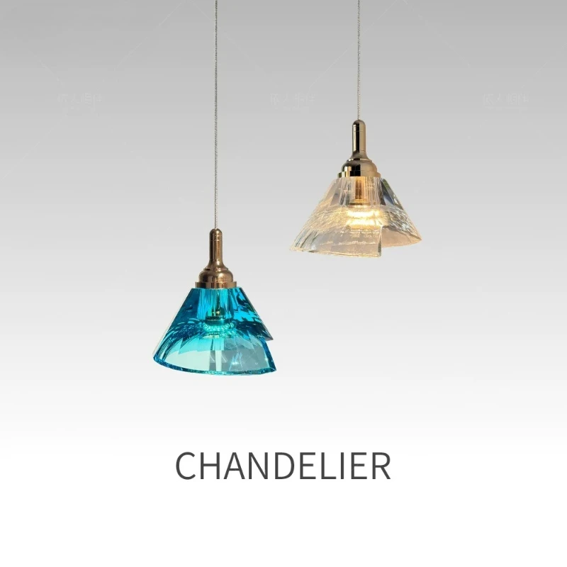 French Luxury Pendant Light Flowing Crystal Hanging Lamp Amber Pink Colored Pendant for Bedroom Bedside Dining Corridor Decor