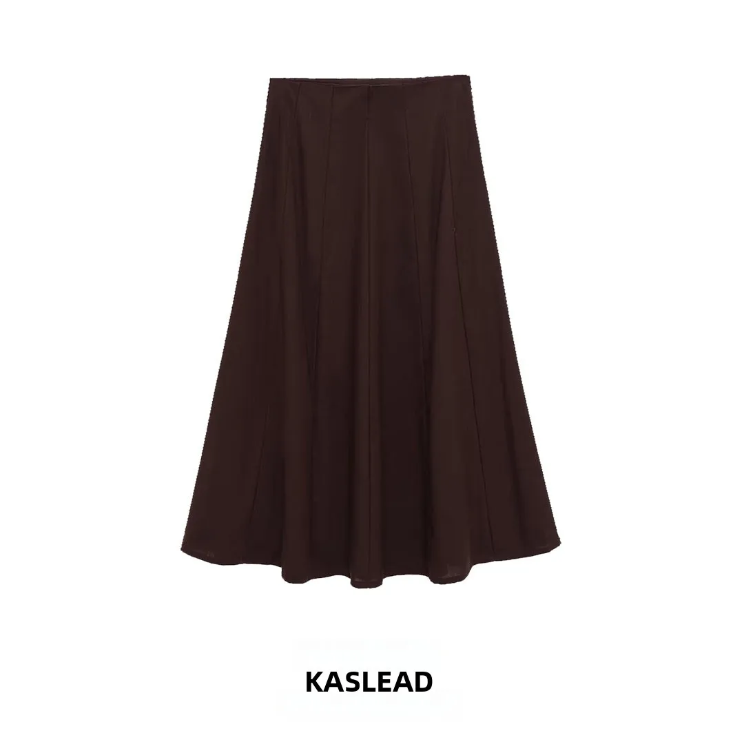 

KASLEAD новая женская модная удобная юбка из смешанной ткани, юбка-миди Ci для поездок на работу, подходит для осеннего сезона