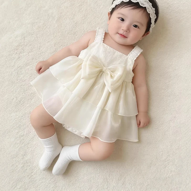 2026 New Summer 0-24M Children Clothes Toddler Baby Girls Jumpsuit Sleeveless cotton splicing Infant Baby Girls Bodysuits 3