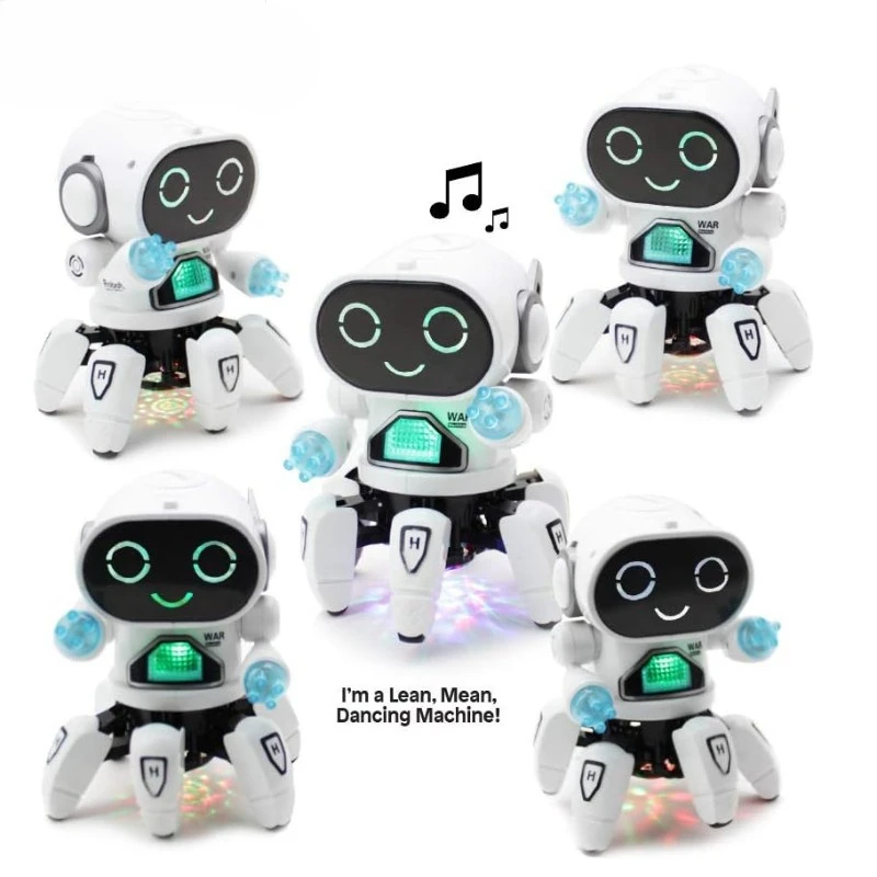 

Dancing Robot in White and Blue Walk Electronic Robot ctopus Toy for Kid with Disco Flash Lights Dance Music Battery Operated