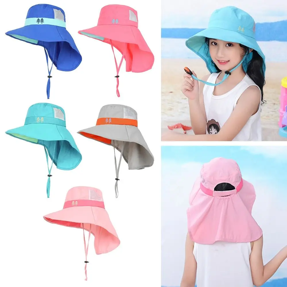 Gorra de ala ancha para niño y niña, gorro de cubo con protección UV, ajustable, protector solar, para playa y exteriores, 1 unidad