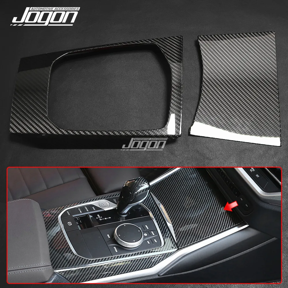 3PCS Gear Shift Panel Carbon Fiber For BMW 3 Series G20 320i G21 G28 2019 2020 2021 Central Console Gear Shift Cover Siickers