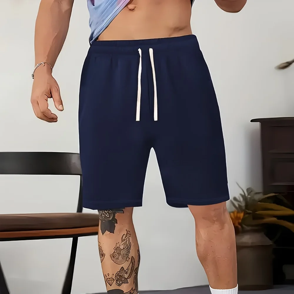 Shorts Casuais de Algodão Respirável para Homens no Verão, Shorts Esportivos com Cordão, Calças de Moletom para Mulheres, Calças de Praia em Cores Sól