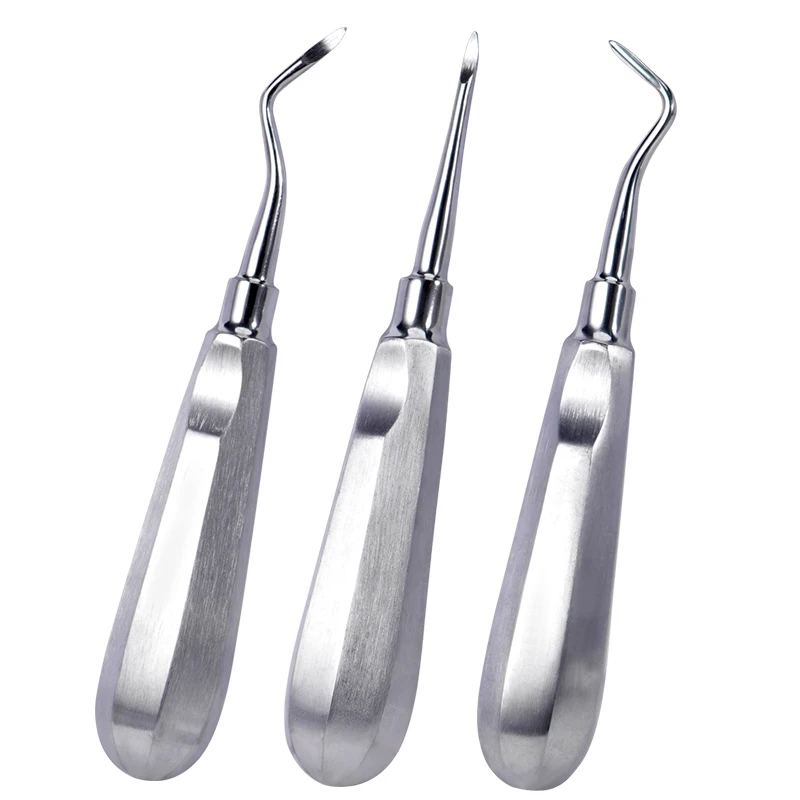 1/3pcs Dental Extraction Tooth Extracting Forceps Curved Root Lift Elevator Stainless Steel Dental Implant Instruments