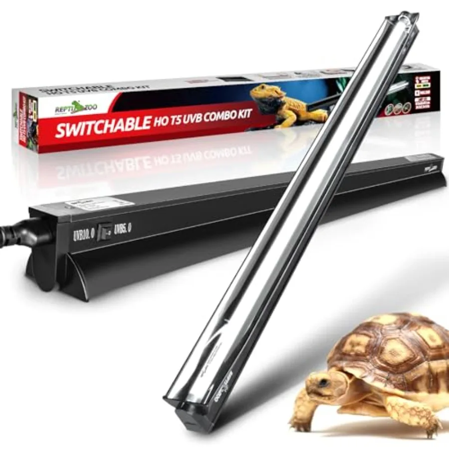 

Switchable UVB Light for Reptiles, 39W T5 UVB Light Combo Kit for Tropical and Desert Reptile, 34" Terrarium Hood Lamp Fixture