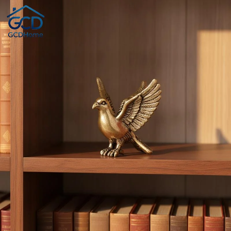 Vintage Brass Peace Dove Figurine With Spread Wings, Small Bird Statue, Desktop Tea Pet, Tabletop Craft Decoration