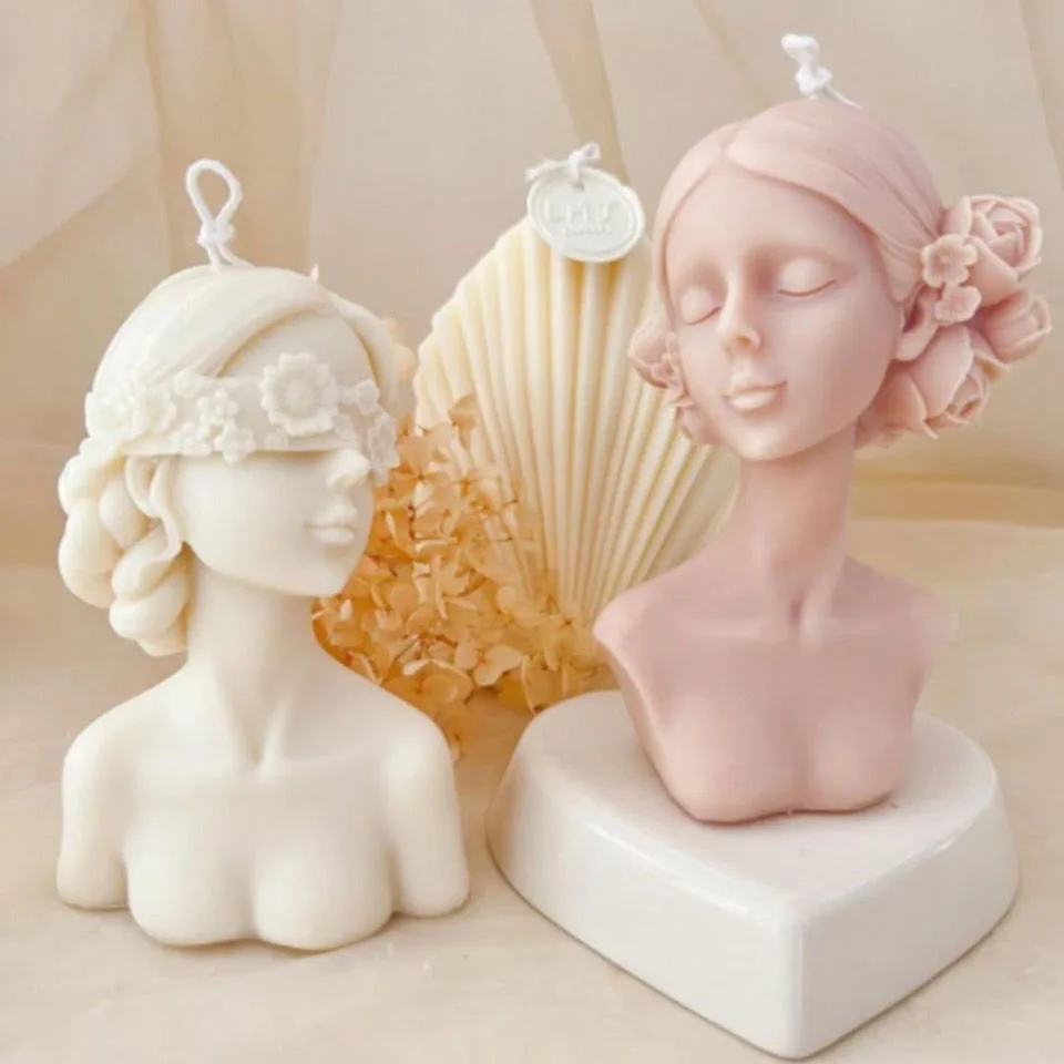 Blindfolded Girl Silicone Candle Mold DIY Rose Human Body Candle Making Aromath Soap Plaster Molds Home Decor Handmade Gifts