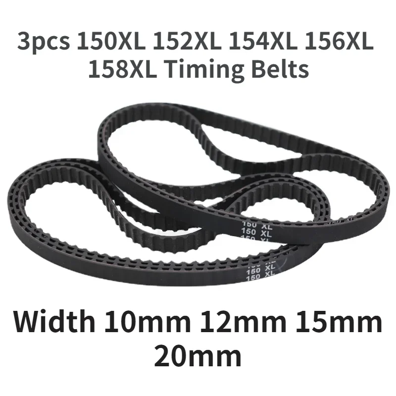 

3pcs 150XL 152XL 154XL 156XL 158XL Timing Belts 154XL- 10mm 15mm 5.08 Pitch XL Series 72T Transmission