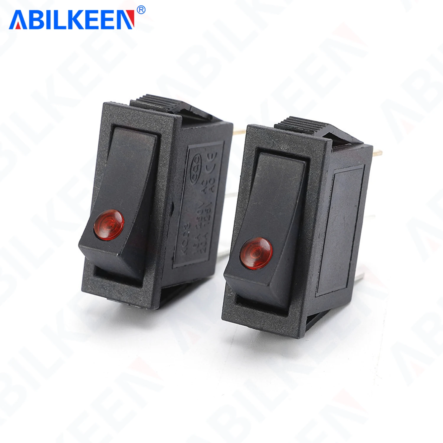 100PCS/Lot ABILKEEN KCD3-101EN 3Pin SPST Rocker Switch 16A 250VAC Dot LED Light Rocker Toggle Switch ON-OFF 2Position