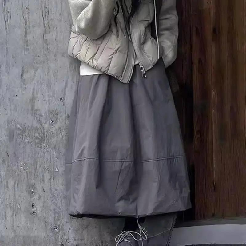 Padded bud skirt 2025 winter high waist medium and long lantern skirt a-shaped skirt women's winter