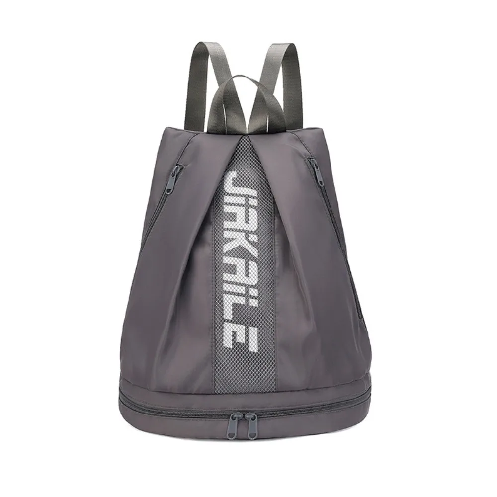 

Portable Gym Backpack Large Capacity with Bottom Compartment Fitness Storage Pouch Solid Color Lightweight Nylon Sport Daypack