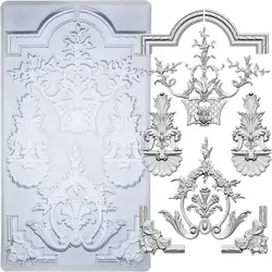 VERIDIAN Baroque Relief Embossed Art Silicone Mold for Polyclay Air Dry Clay Plaster, Decorative Column and Sculpture Statue