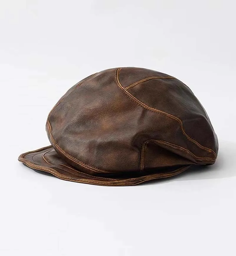 Gorra de vendedor de periódicos de cuero de alta calidad para hombre, boinas elegantes de estilo británico para mujer, gorra octogonal fácil de combinar para ocio, primavera y otoño