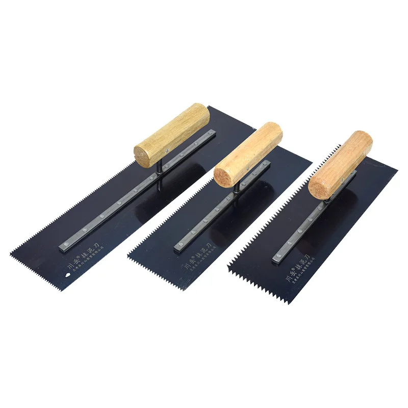 30/40 Cm Plaster Trowel 1mm Teeth Blue Steel Wooden Handle Good Elasticity for Epoxy Floor Paint