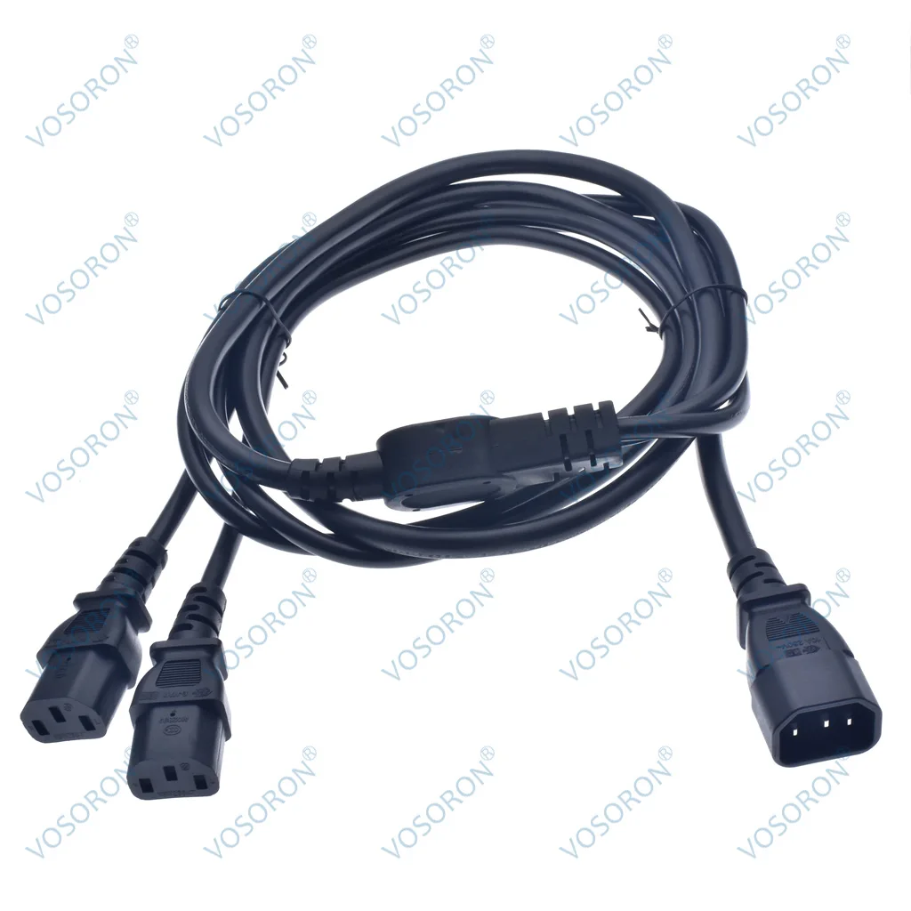 PDU IEC 320 C14 Male to 2 x C13 Female Y Splitter Power Adapter Cable 10A 250V UPS PSU Extension Cable (6.6ft/2m)