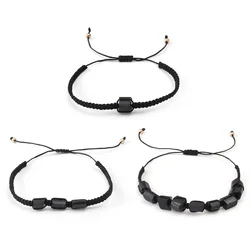 Irregular Natural Black Tourmaline Bracelet Men Handmade Braided Bad Energy Protection Bracelets Balance Healing Energy Bracelet