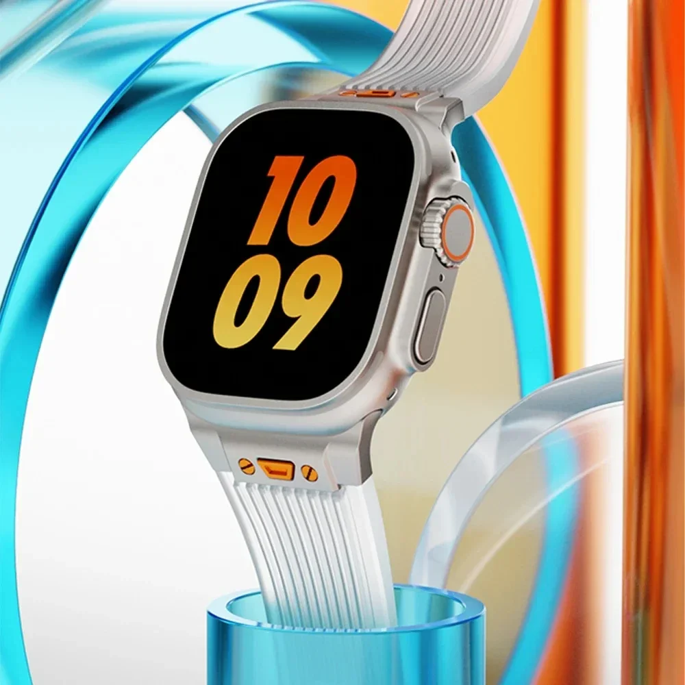 Silicone Sports Strap for Apple Watch Band Series 9 8 7 6 5 4 SE Ultra 2/1 49mm 45 44 42 41 40 38mm Rubber Bracelet Correa Belt image 2