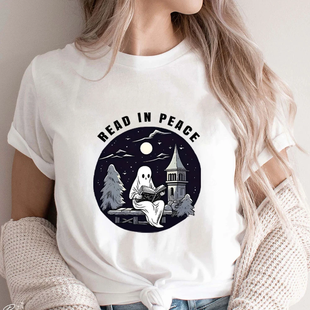 Comfort Colors Halloween Ghost Read in Peace T-shirt's Halloween Costume T-shirt Spooky Season Women's Clothing Women Fall Shirt