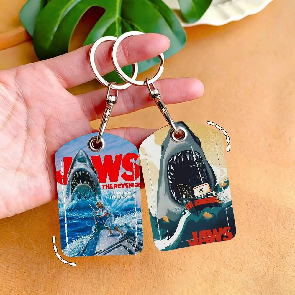 Movie Jaws Card Holder Keychain Key Ring Door Lock Access Protective Case For Security Gift