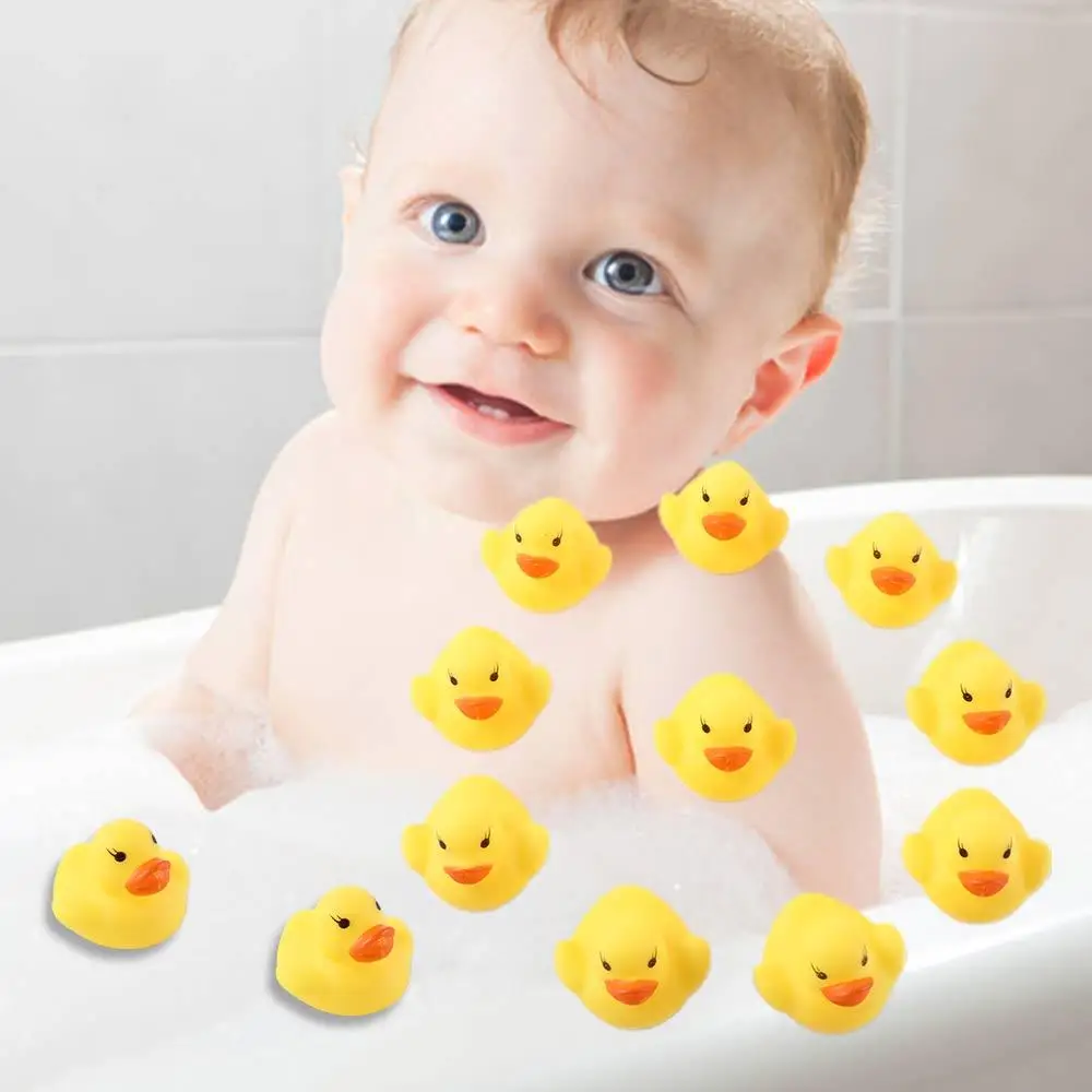 Educational 10pcs/lot Duck Toys Boys Girls Swimming Pool Water Toys Bath Ducks Yellow Ducks Baby Bath Toys Squeaky Rubber Ducks