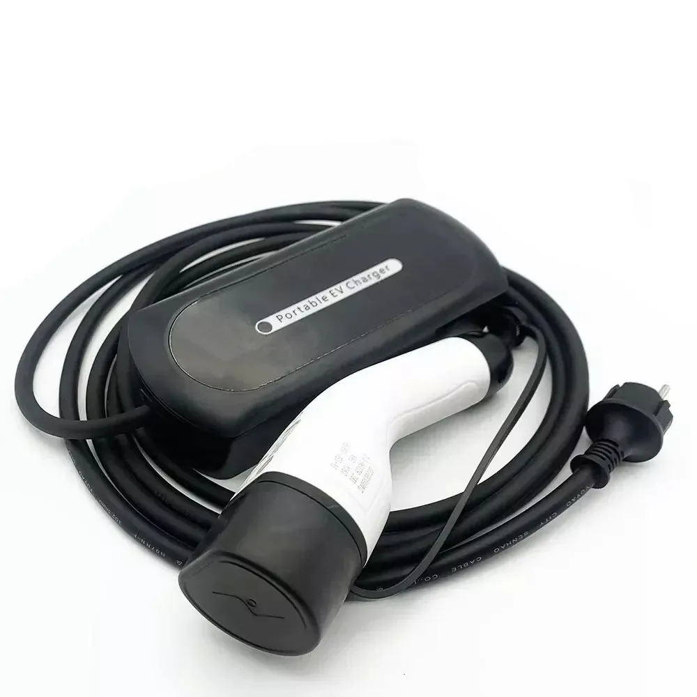 

Портативная зарядная станция Type2 EV, зарядное устройство для электромобилей, вилка европейского стандарта, 3,5 кВт/7 кВт, 16 А/32 А, 250 В для электромобилей