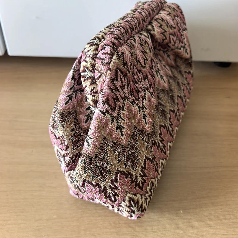 Ethnic Style Geometric Pattern Embroidery Thread Fashion Clutch Bag 2026 Summer Bohemian Printing Ruched Cute Cloud Bag Female