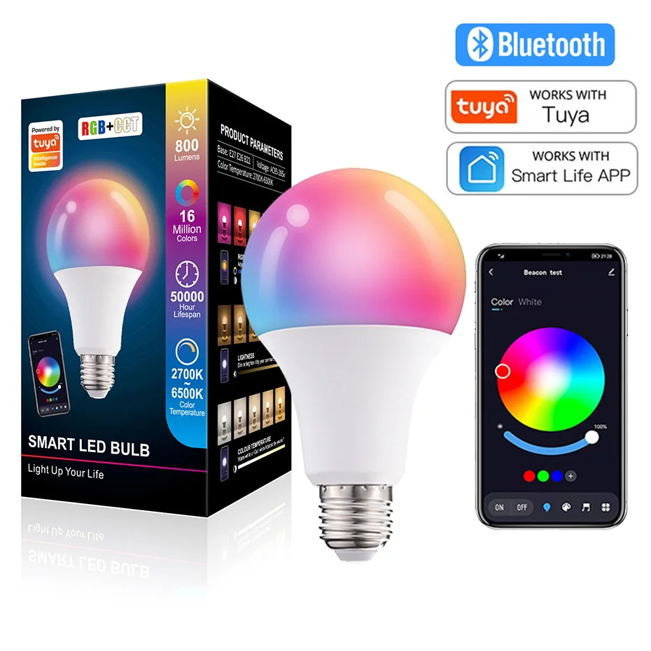 Tuya Smart Bluetooth LED Light Bulb E27 B22 20W RGB Dimmable Magic Lamp RGBW RGBWW 110V 220V APP Remote Control For Home Decor