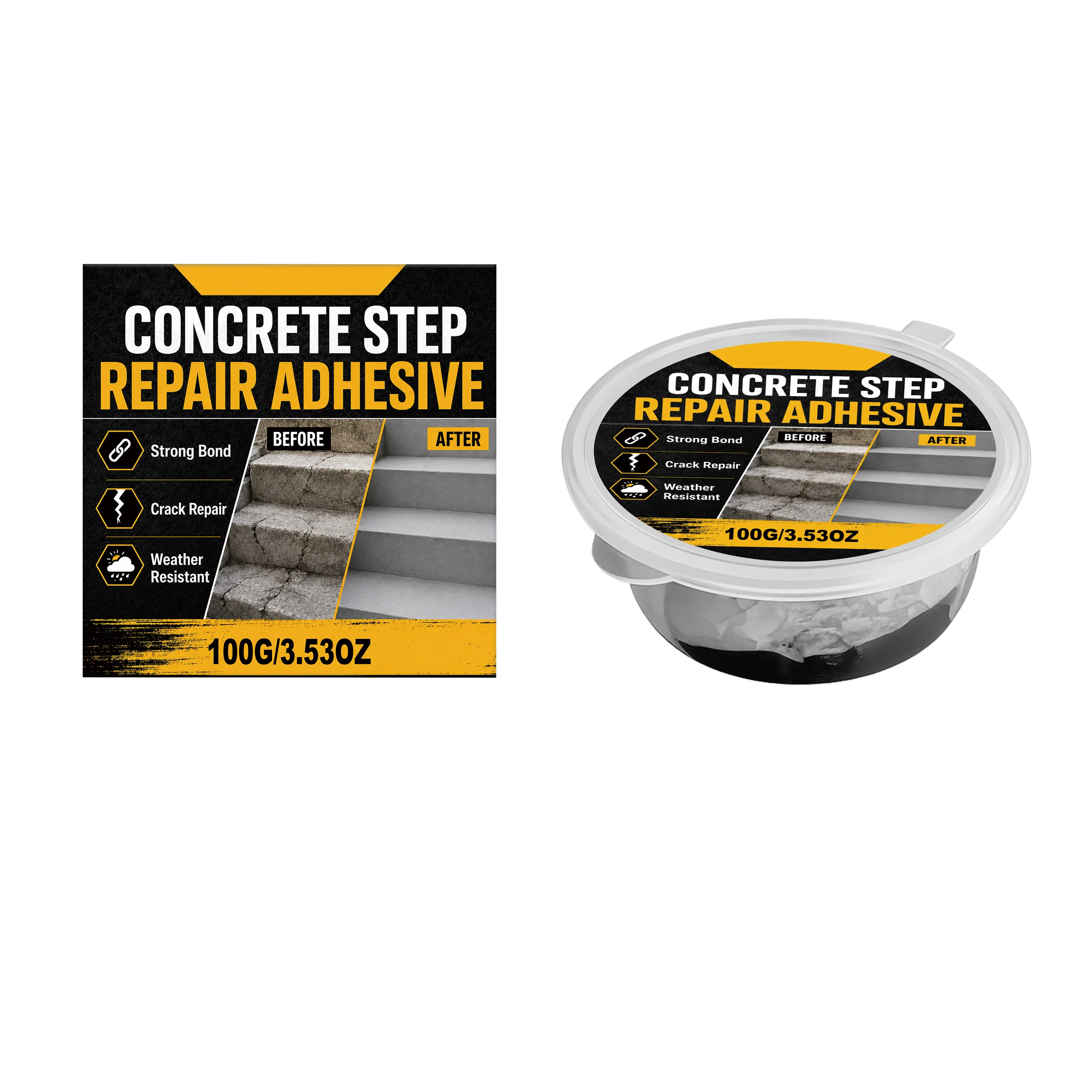 AB Epoxy Concrete Step Repair Adhesive Waterproof Crack Filler Heavy Duty for Stairs Walkways Driveways