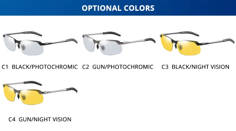 Vintage Photochrome Sonnenbrille Männer Mode Rechteck Polarisierte Sonnenbrille Männlich Fahren Chameleon Brillen Nachtsicht – Detail 10