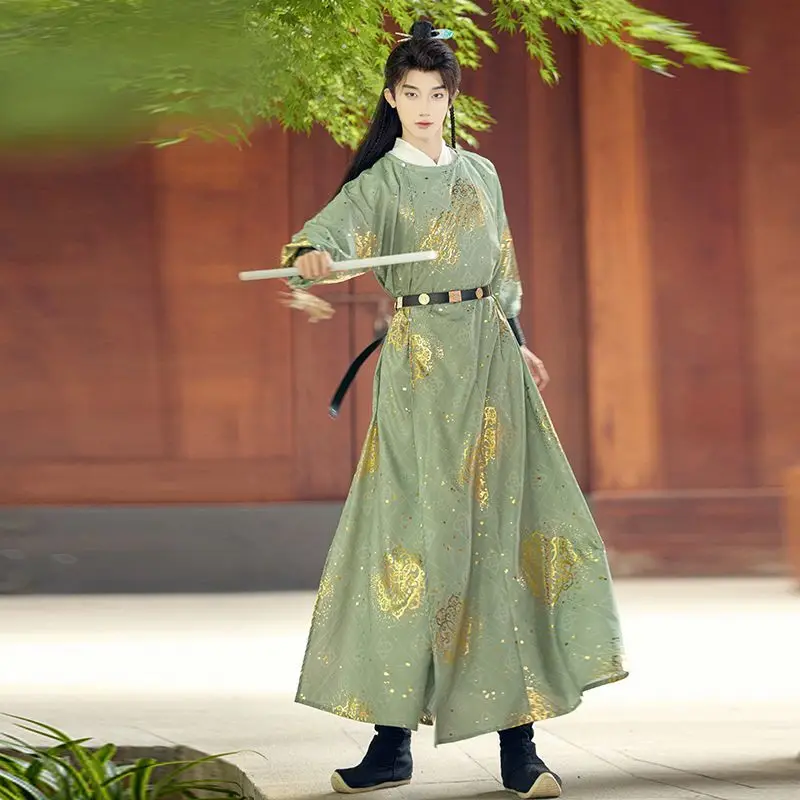 

Tang Dynasty Style Round Collar Robe Hanfu for Men and Women Stage Performance Cosplay Costume warrior hanfu set