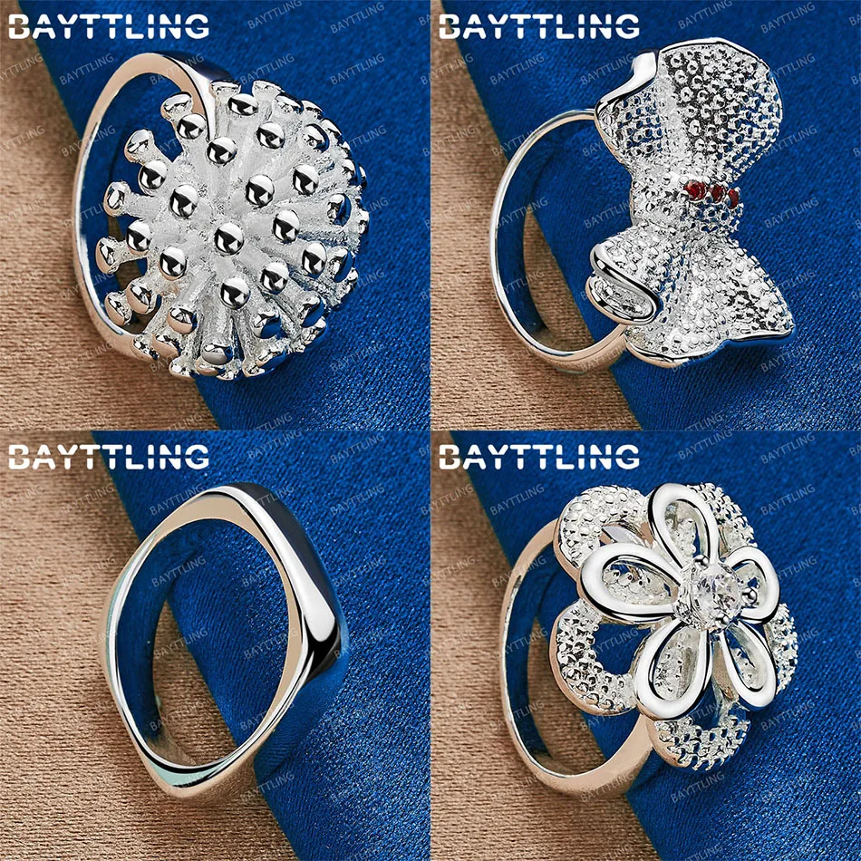 

Luxury 925 Sterling Silver 7/8/9/10 Exquisite Sea Urchin Bow Ring Women's Gifts Wedding Accessories Jewelry