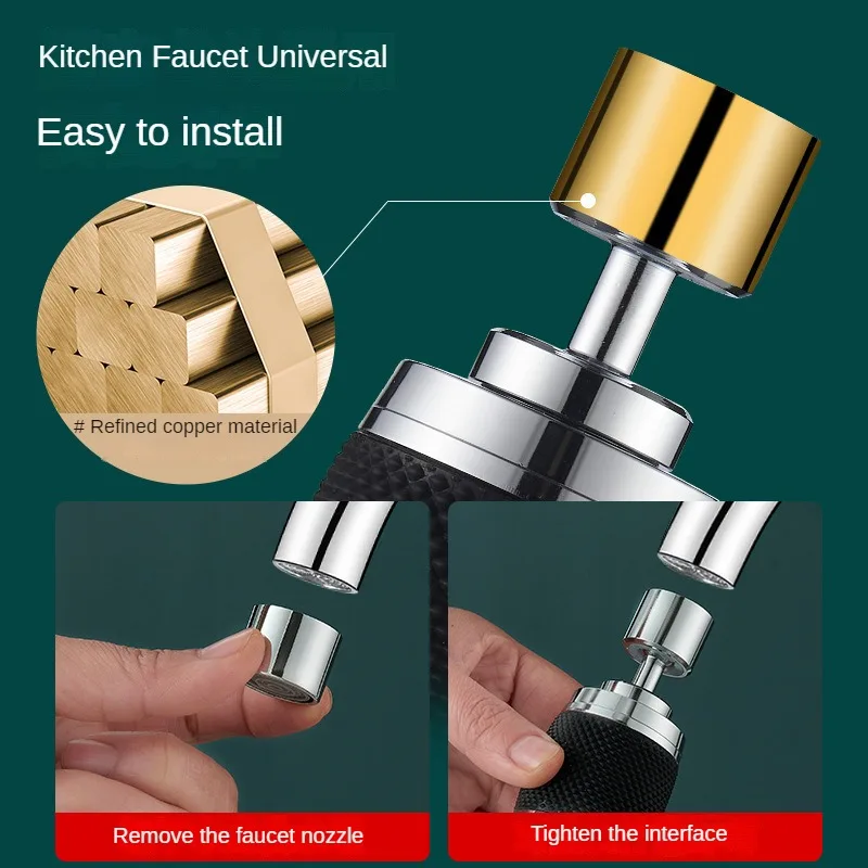 Adaptor keran pencegah percikan dapur, mulut pipa air wastafel, pencegah tekanan Universal, penyesuaian gigi ketiga