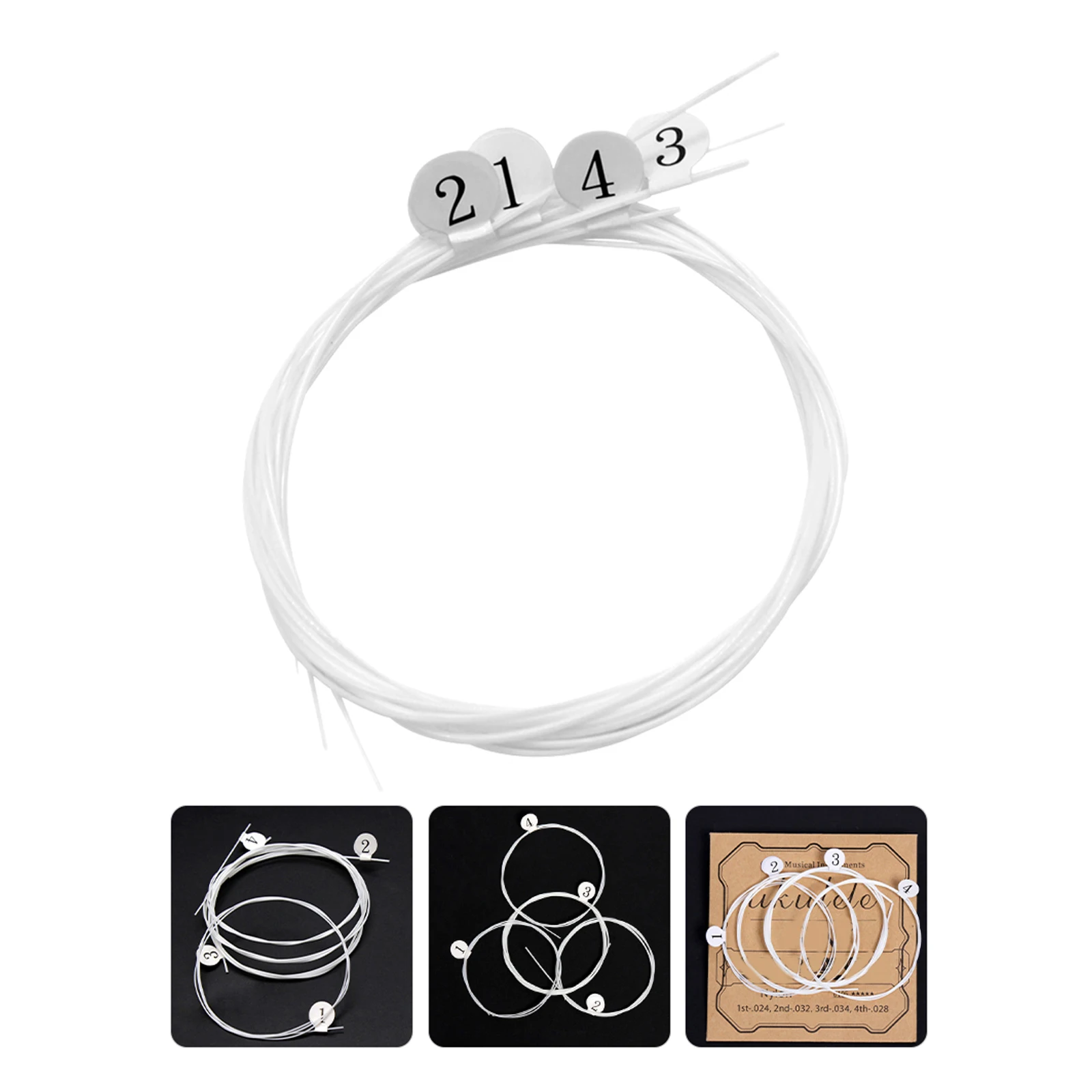 

4 Pcs Ukulele Strings 21 23 26 Inch Nylon for Replacement Durable Wear Resistant Tone Instrument Accessories Parts