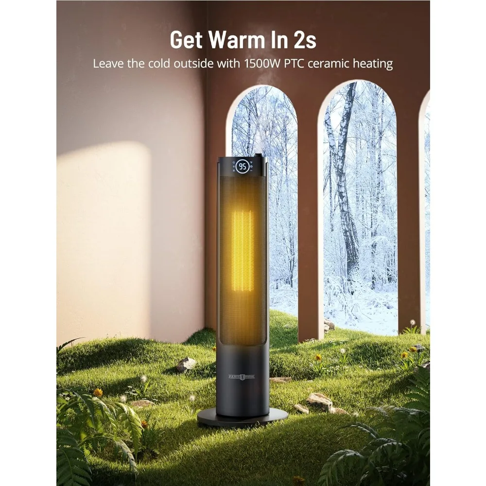 Adjustable Thermostat, 3 Heat Levels, Mist, 1L Water Tank, 12H Timer, Oscillating Electric Ceramic Heater for Bedroom, Office