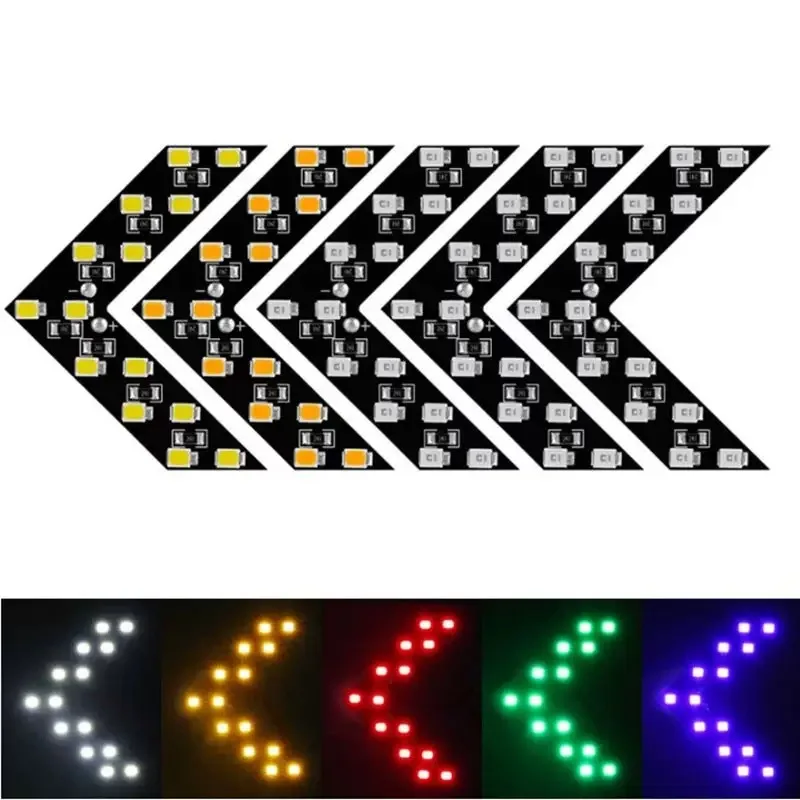 2pcs 14SMD LED Arrow Panel Car Truck Rear View Mirror Indicator Turn Signal Light LED Rearview Strobe Warning Safety Lights