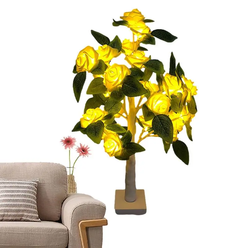 LED Rose Flower Tree 24 LED Flower Tree Rose Light 21.6 Inch Flower Tree Lamp For Daughter Christmas Sister Party Valentine's Da