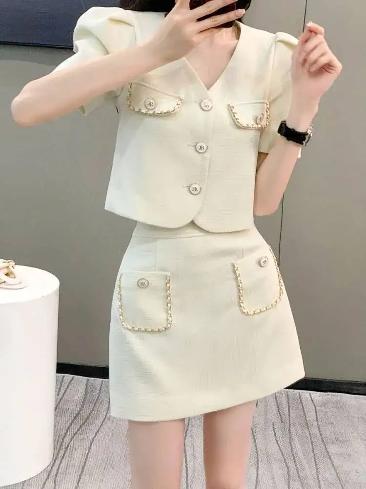 

Офисные женские наряды Куртка для официальных мероприятий Дизайнерская одежда Тенденция Y K Уличная одежда Винтаж Женский комплект из двух юбок