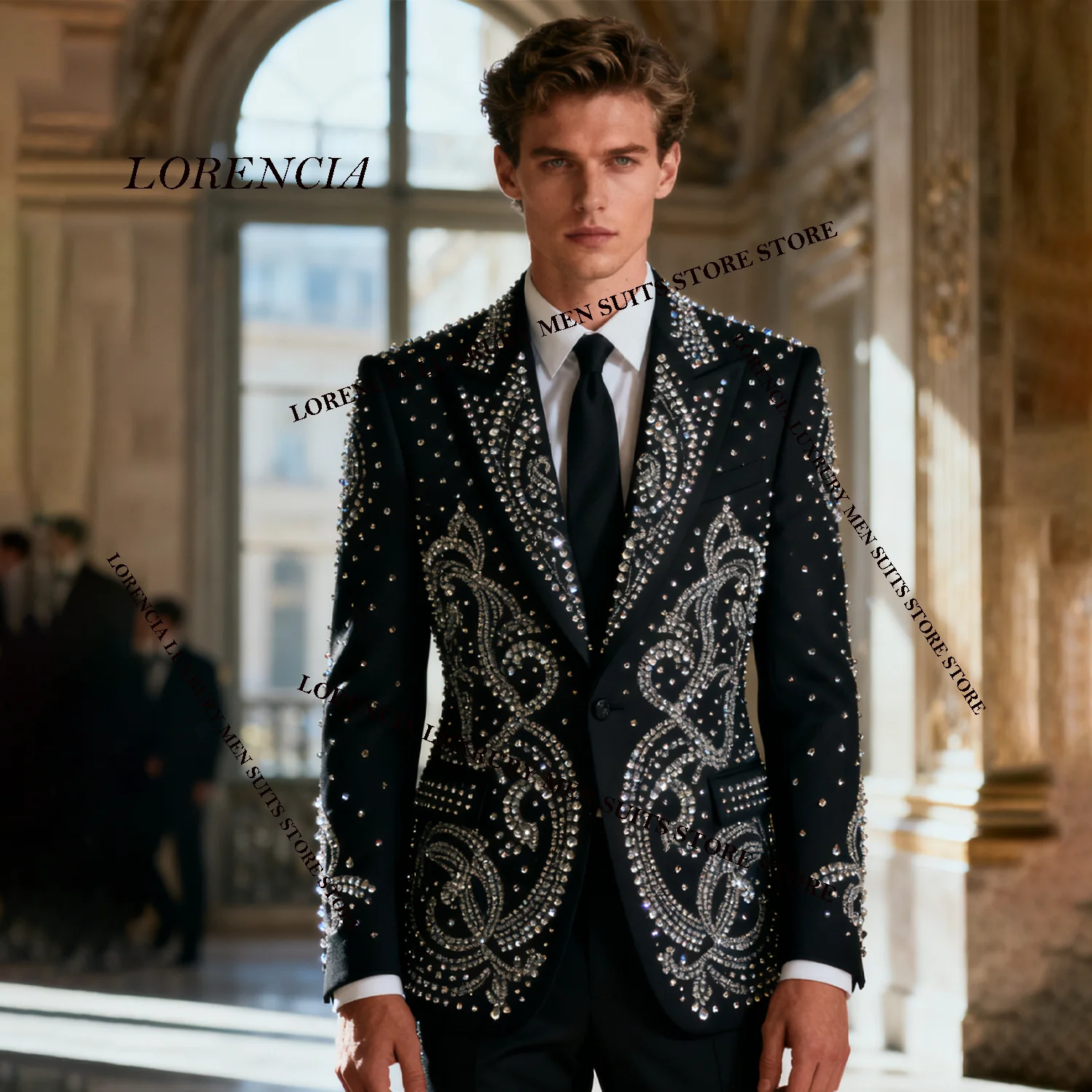 

Customized Exequisite High-End Lapel Men 2 Pieces Suit Slim Fit Groom Sports Tuxedos Wedding Tailcoat Diamond Jewelry Ropa homre