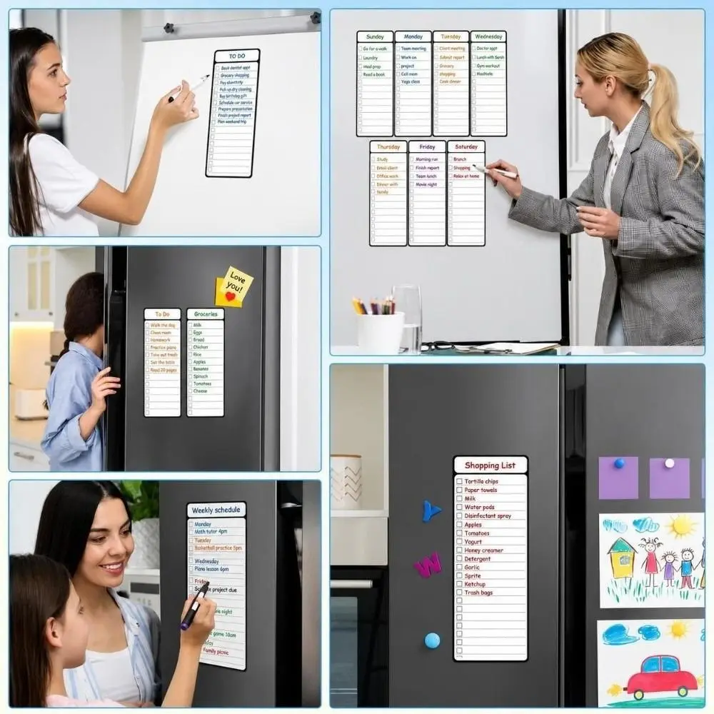 Multifunctional Magnetic Checklist Board Dry Erase Erasable Schedule Planner Magnet Fridge Whiteboard Planner Study Schedule