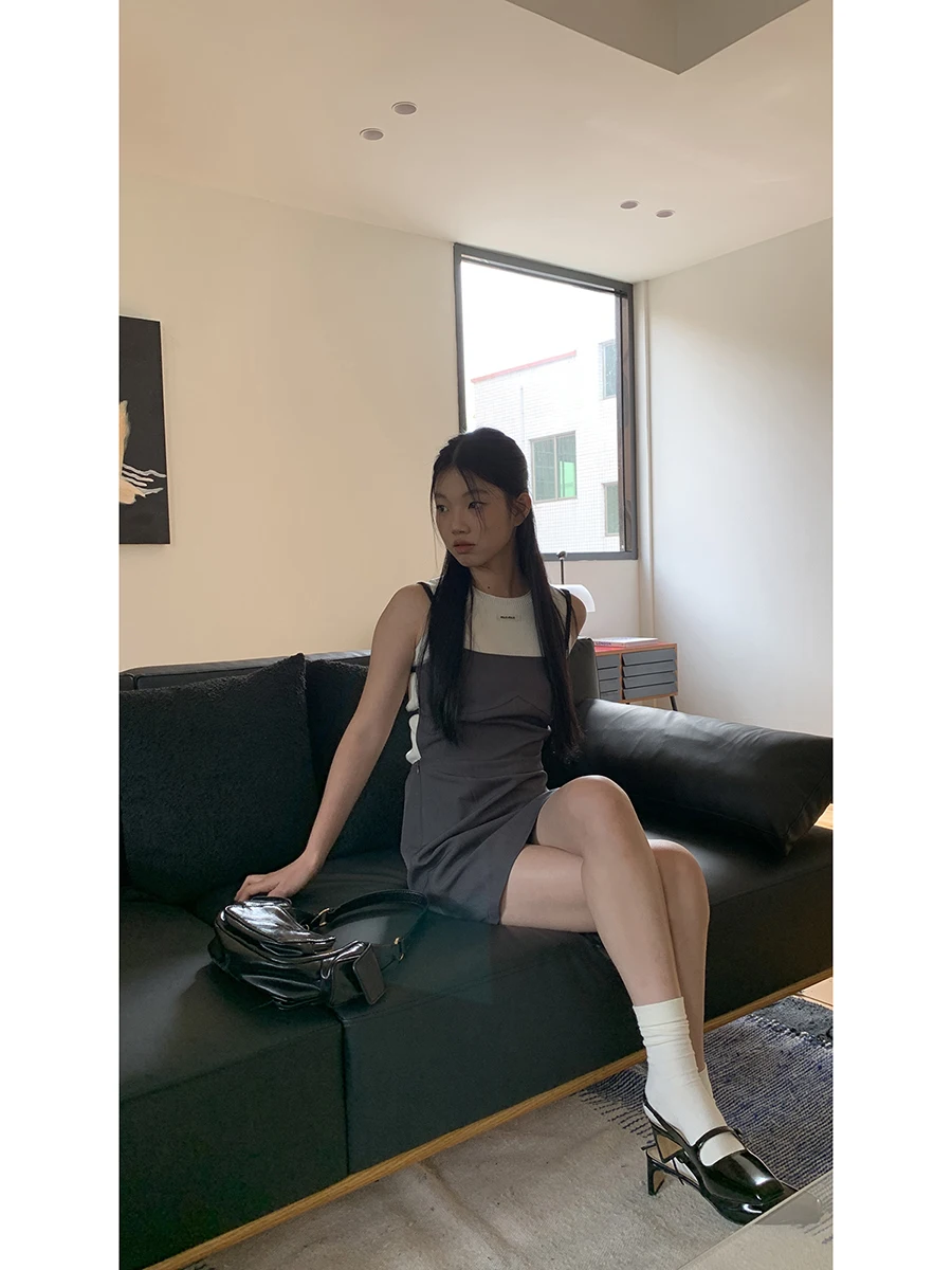 Ele Red Dr femmes Strapl Tea Break conception Unique ature minceur jupe taille haute a-ligne Simple Sle été Dr