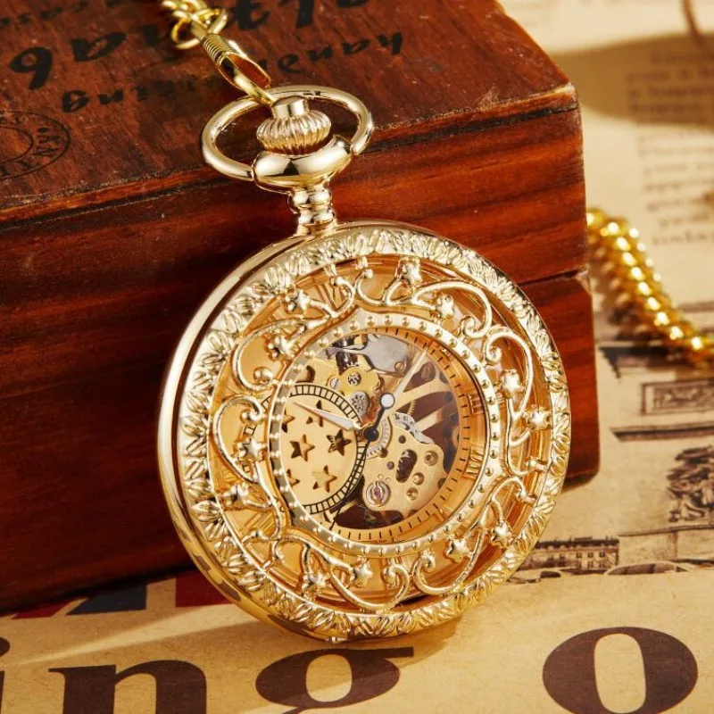 

New openwork carved ZK01 flip mechanical pocket watch vintage sweater necklace hanging watch men's and women's pocket watch