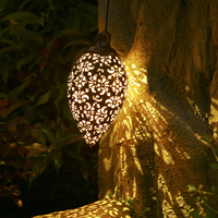 Portable DC1.2V 0.65W Solar Powered LED Light Lantern Hanging Outdoor Lamp Olive Shape IP44 Water Resistant Pendant Lamp