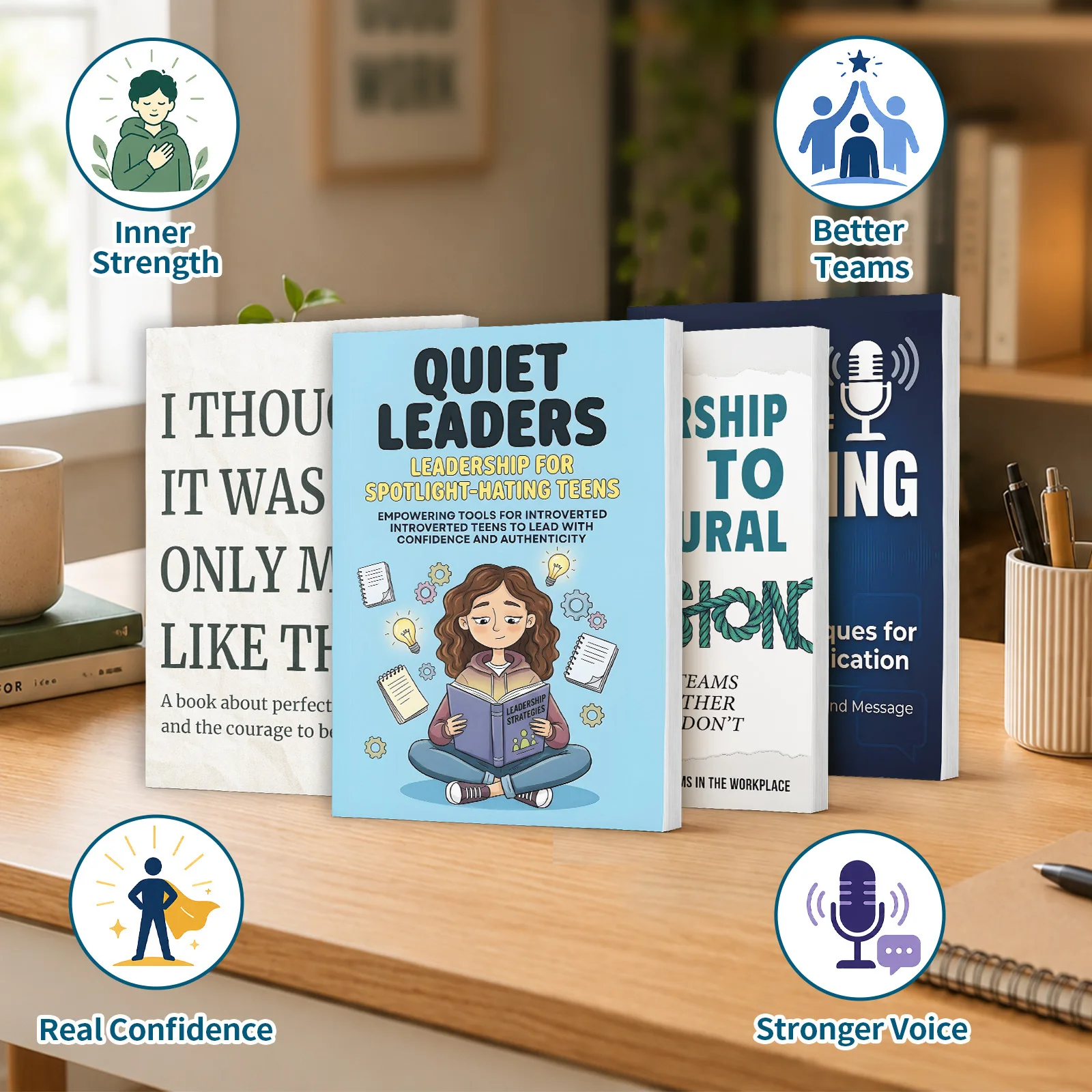 4-Book Communication and Leadership Growth Book Set, Includes A Leadership Guide to Structural Cohesion, Quiet Leaders