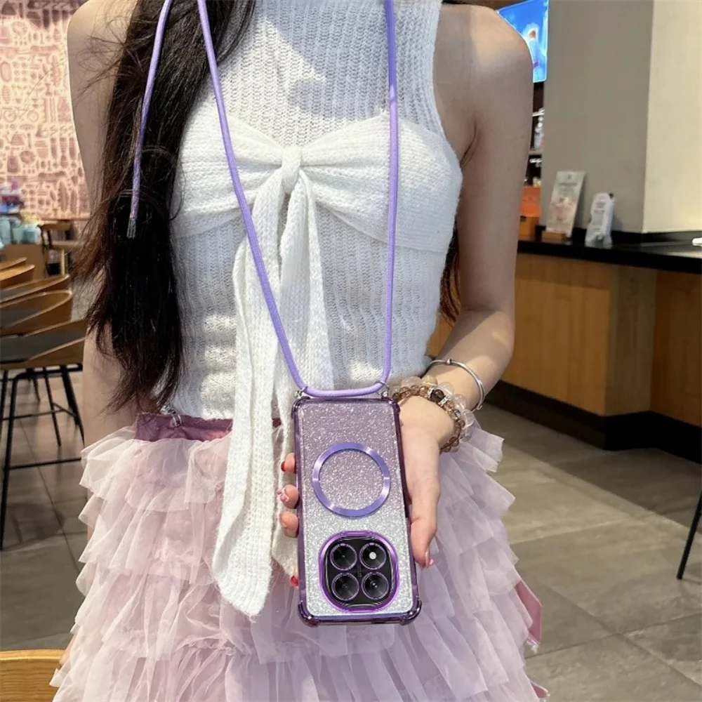 حافظات مغناطيسية شفافة لهاتف Google Pixel 9 9A 9 Pro XL غطاء قلادة بحبل كروس