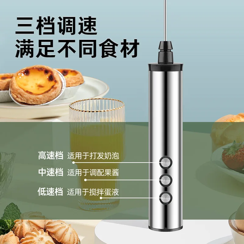 Electric Mini Handheld Mixer & Beaters for Kitchen Baking, Milk Frothing, Egg Whisking - Portable, Rechargeable, Household