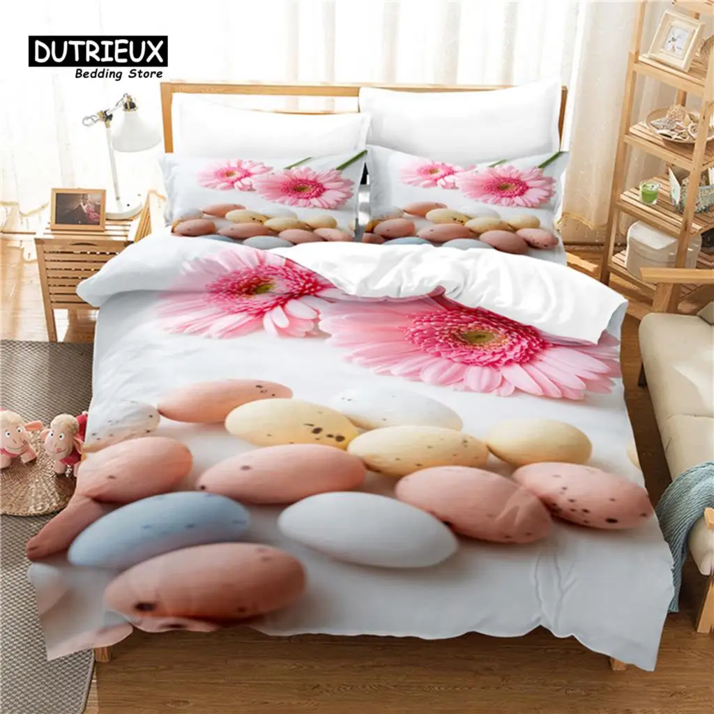 

Pink Bedding Set, 3Pcs Duvet Cover Set, Soft Comfortable Breathable Duvet Cover, For Bedroom Guest Room Decor