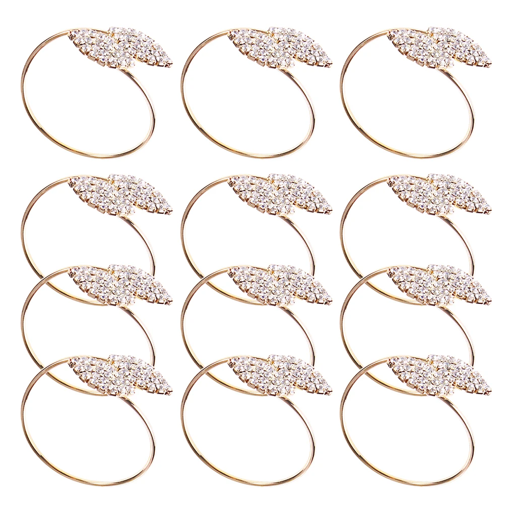 

12pcs Rings Rhinestone Buckles Metal Dining Decors Elegant Table Holders Metal Napkin Ring Practical Party Wedding Gifts