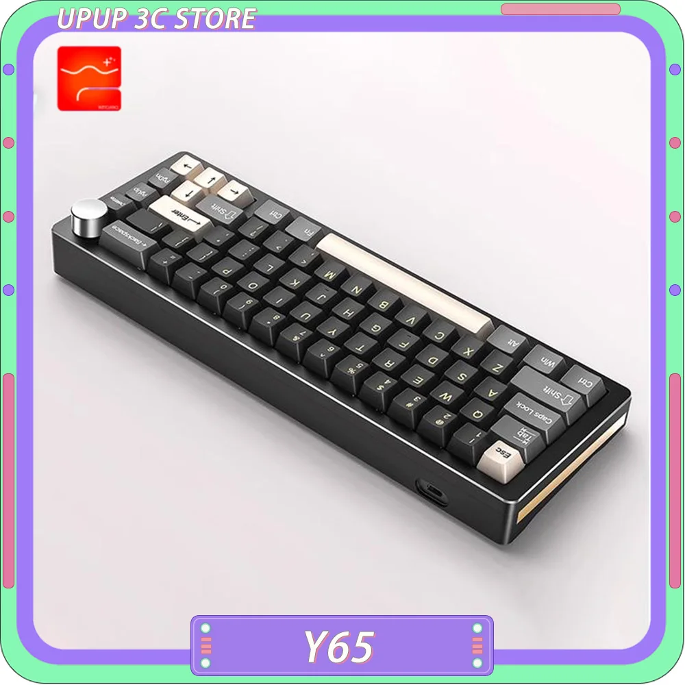 

Yindiao Y65 Mechanical Keyboard Aluminum Alloy RGB Gaming 66Keys Keyboard Gasket Hot Swap Ergonomics Pc Gamer Accessories Office