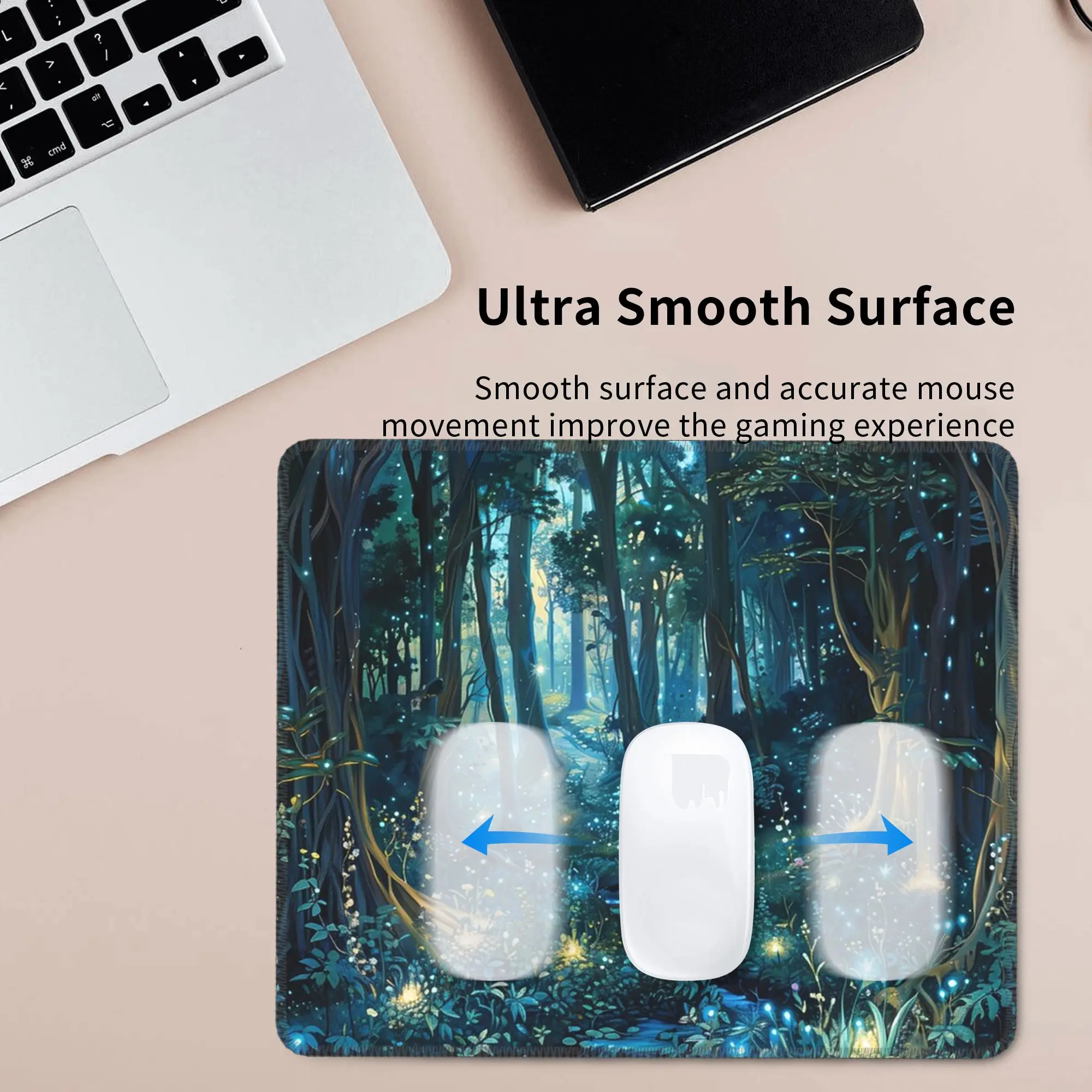 Enchanted Forest With Glowing Blue Lights Mouse Pad Computer Keyboard Mouse Mat Gamer PC Laptop Desk Mat Accessories Table Mats