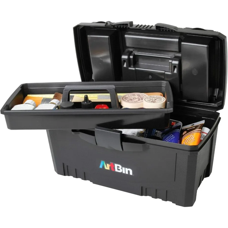 

ArtBin 6918AB Twin Top 17 inch Supply Box Portable Art Craft Supply Organizer with Handle [1] Plastic Storage Case Black - Idea